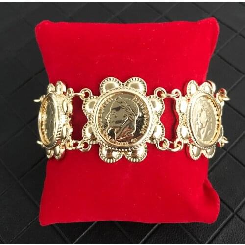 Golden Algerian alloy flower bracelet NAPOLÉON figure bracelet