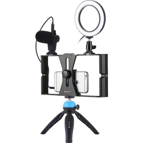 Puluz PKT3025 Rig Stabilizer Holder Vlog Video Ring Light Microphone Photo Studio for iPhone for Samsung for Xiaomi for Huawei