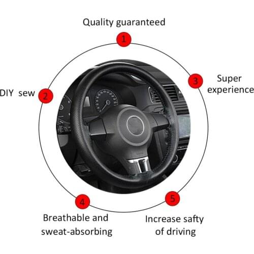 DIY Car Steering Wheel Cover Fiber Leather with Needle Braid on Steering Wheel SkidProof 36-38cm Car Styling Interior accessorie