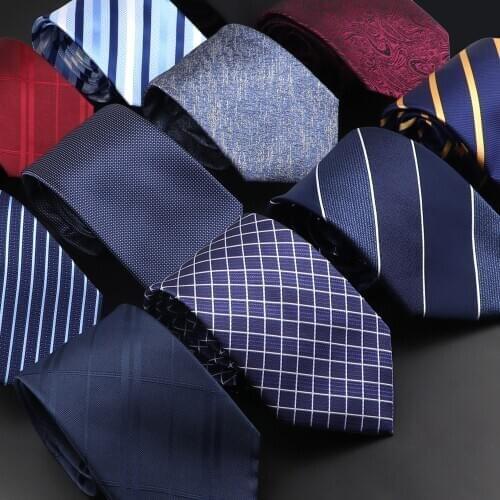 Classic Silk Men Plaid Neck Ties 8cm Striped Tie for Men Formal Wear Business Suit Wedding Party Gravatas Male Gift Accessory