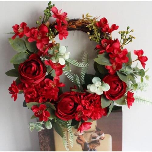 Simulated Wreath Lightweight Reusable Garland Hanging Ornament for Porch Farmhouse Garden Decoration TS2