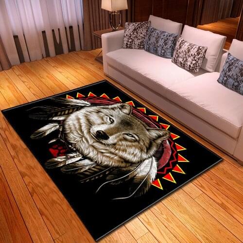 Wolf 3D Printing Carpet Child Bedroom Play Mat Soft Flannel Memory Foam Girl Room Game Area Carpets For Living Cartoon Rug Room