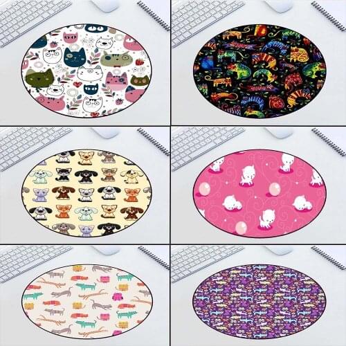 Cartoon Animal Cat Round Mousepad Wholesale Laptop PC Office Home Keyboard Carpet Mat Desktop Locking 200x200MM Anime Mouse Pad