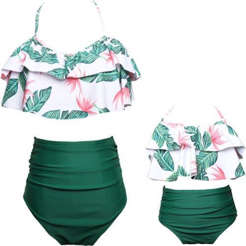 Mother and Daughter Swimsuit Mommy and Me Girls Swimwear Bikini Family Matching Clothes Outfits Look Mom Mum Baby Beach Dresses