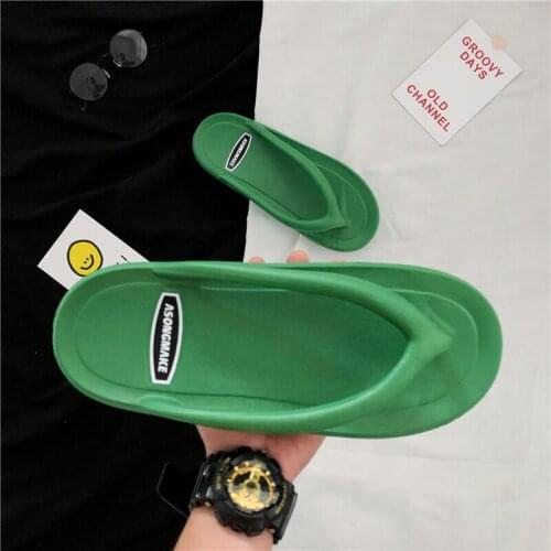 2021 Summer Men Slippers Outdoor Skid-proof Beach Shoes Quick Dry Flat Man Flip-flop Meal Basic Sandals Light Weight Soft EVA A4