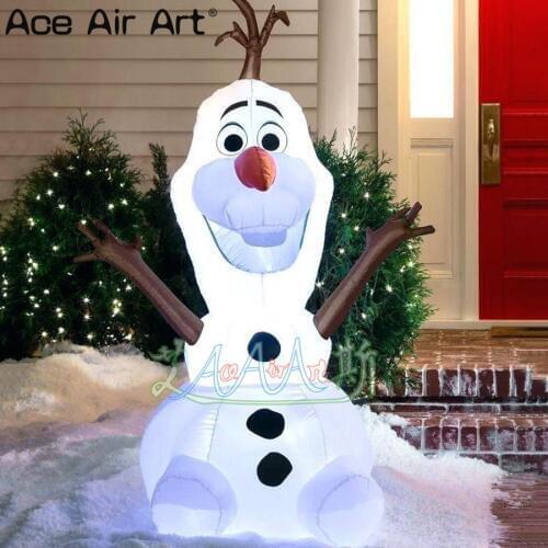 Hot selling inflatable Christmas snowman cartoon character,lighting inflatable cartoon olaf for outdoor yard