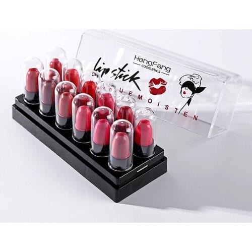 12color/set mini batom matte lipstick lip kit Long lasting waterproof Display box lipstick makeup lips Lip Balm hengfang 9022