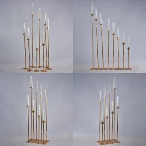 8 Heads Metal Candlestick variable Candelabra Candle Holders Stands Wedding Table Centerpieces Flower Vases Road Lead Party Deco