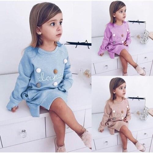 Toddler Baby Lovely Girls Kids Winter Long Sleeve Princess Dress Party Outfits 1-5T Autumn Sweatshirt Dresses Clothes