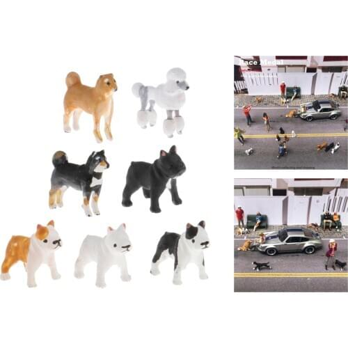 Mini 1:64 Diorama Painted Figure People Dog Pets Model Characters Railway Park Scenery for Desk Decoration Supplies