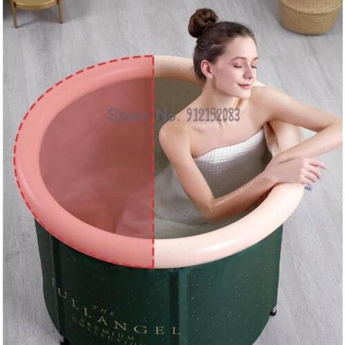 Inflatable Mesh Red Bath Bucket Adult Foldable Household Thickened Bath Bucket Large Body Sweat Bath Bucket Childrens Basin