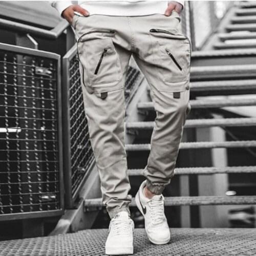 2020 Trend New Mens Woven Casual Multi-Pocket Sports Overalls Tactical Pants Fitness Running Trousers Hip Hop Autumn Winter