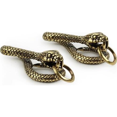 Outdoor Tool DIY Car Hanging Accessories Vintage Brass Snake Keychain Copper Snake