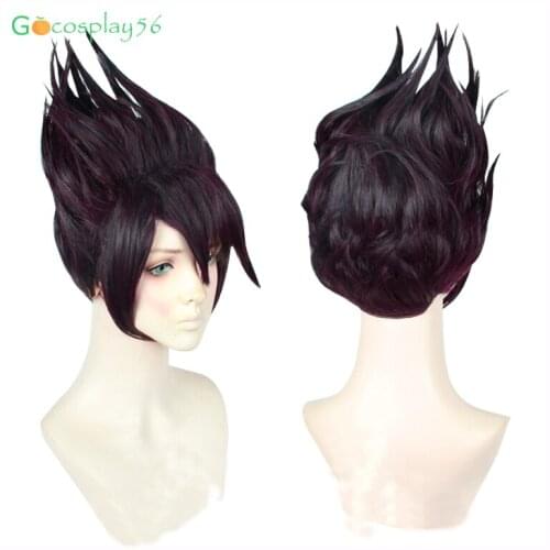 New Danganronpa Momota Kaito Cosplay Wig Dark Purple Halloween Hairwear