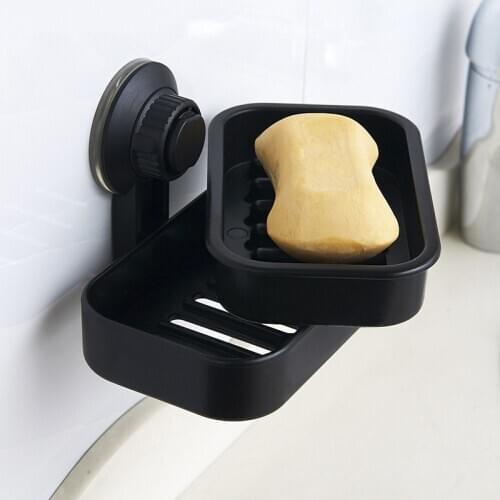 Plastic Soap Holder Soap Dish Draining Double-layer Soap Dishes Suction Cup Soap Box for Bathroom Lavatory Kitchen