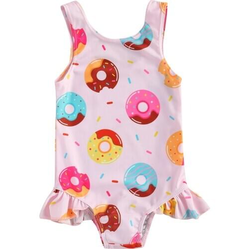 Infant Newborn Baby Girls Swimsuit Summer Children Cute Crab/Donut Printing Sleeveless Swimwear Vacation 0-3Y Breathable
