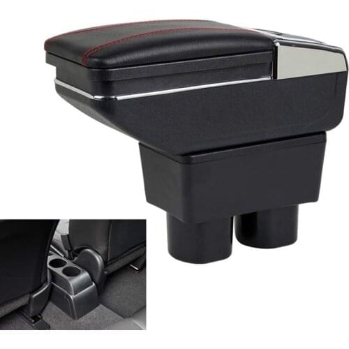 Armrest Rotatable Black Leather Center Console Storage Box for Nissan Versa Tiida 2005-2011 Arm Rest