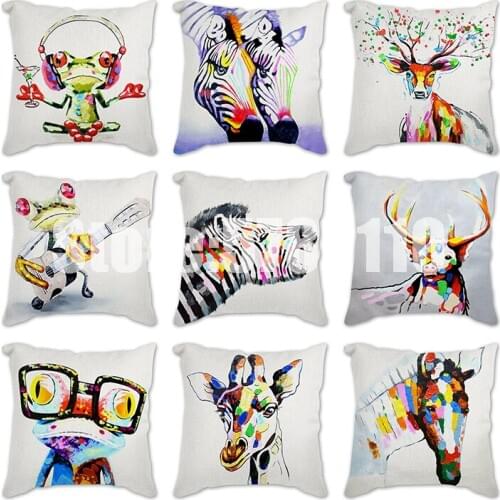Polyester Pillow Case Christmas Cartoon dog frog zebra horse Printing Bed Home Decor Cushion Cover Christmas Pillowscases