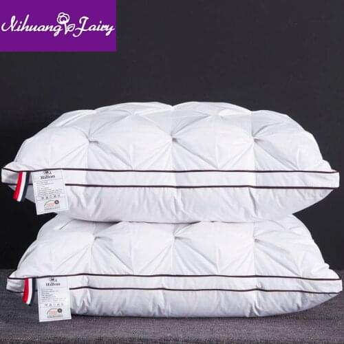 Down pillow 100% white goose down pillow five-star hotel goose feather pillow single health pillow