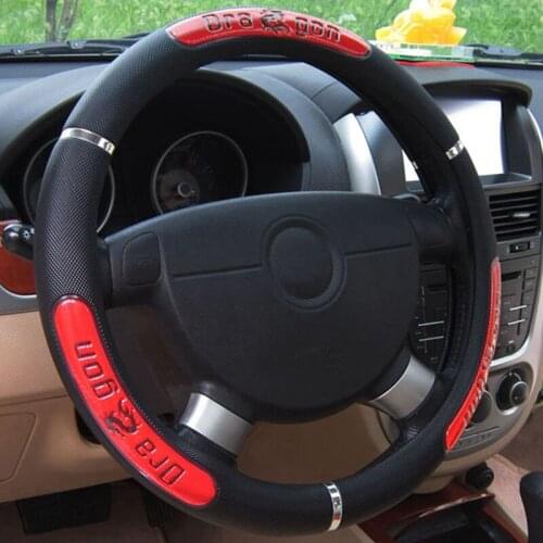 Car Truck PU Leather Embossed Steering Wheel Cover Universal 38cm Car Steering-wheel Cover Car Styling Auto Accessories