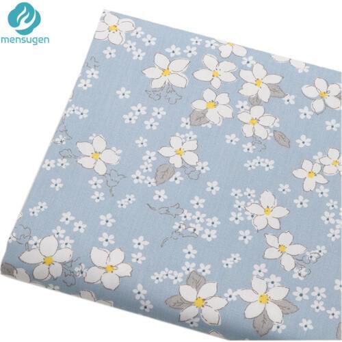 Blue with White Florals Cotton Fabrics for Dresses Clothes Sewing Baby Crib Bedding Doll Cloth DIY Fabrics Needlework Material