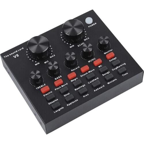 V8 Audio USB External Sound Card Headset Microphone Webcast Personal Entertainment Streamer Live Broadcast for PC Phone Computer