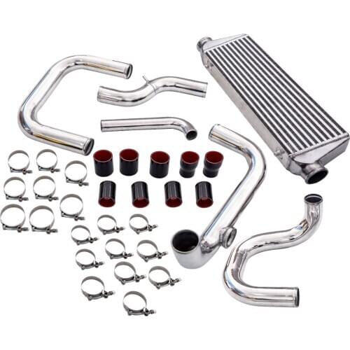 Front Mount Intercooler + Aluminum Pipings T-Clamps for Honda Civic 1996-2000