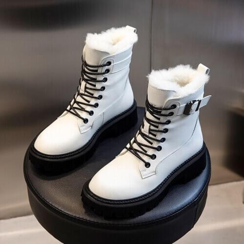 Women Wool Warm Winter Boots for Ladies Sports Snow Boot Shoes Women Genuine Leather Platform 2020 fashion