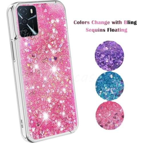 Liquid Quicksand Phone Case for OPPO A35 A73 A74 A12S A15S A93 A53S A52 A72 A92 A31 A32 A33 A83 A5S A1K A91 Glitter Cover Bumper
