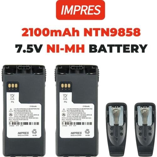 2 Pcs 2100mAh 7.2V NTN9858C NTN9815A Two-Way Radio Ni-MH Battery Replacement for Motorola XTS1500 XTS2500 MT1500 PR1500r