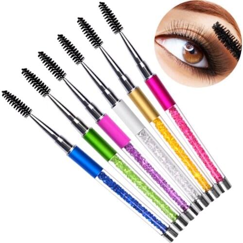 2pcs Acrylic Water Drill Rod Retractable Crystal Micro Mascara Applicator Extension Spoolie Cleaning Eyelash Brush