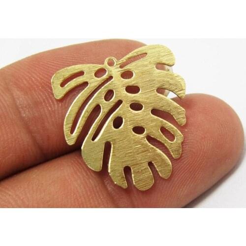 20pcs Brass monstera pendant 22x21mm Textured Raw Brass leaf charms earrings findings R945