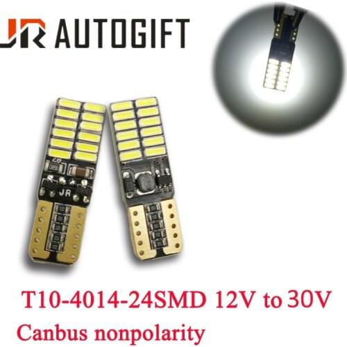 20PCS High Quality T10 24SMD 4014 LED 12V-30V truck working light Car Light Canbus IC driver Auto Wedge Lamp W5WLed Parking