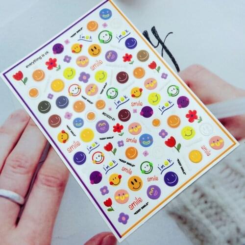 3d DIY Fashion New Arrival Hot Selling Nail Sticker Smiles Light Thin Back Adhesive Dry Nail Decals Manicure Nail Art Women Girl