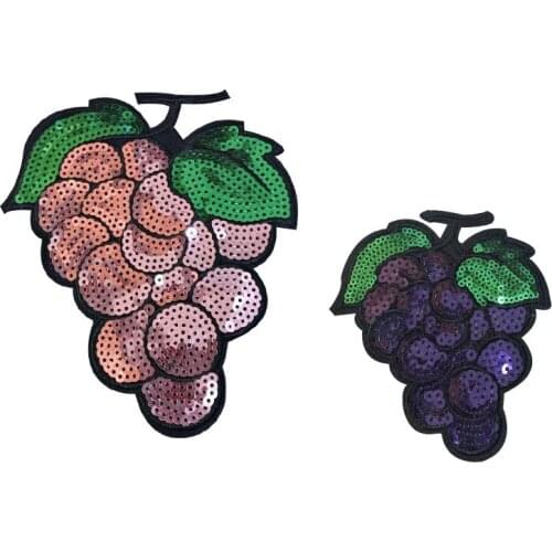 50pcs/Lot Grape Blueberry Fruit Embroidery Patches Letters Clothing Decoration Accessories Diy Iron Heat Transfer Applique