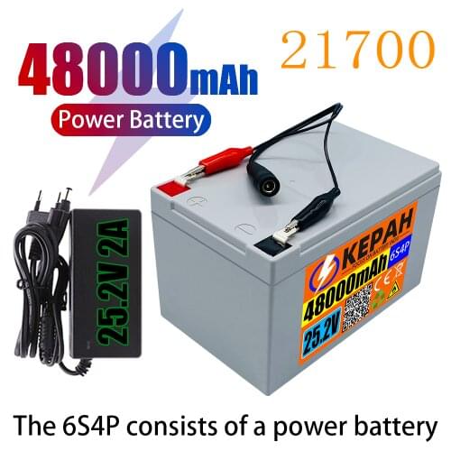 6S4P 24V 48Ah 21700 Battery Very Durable 25.2V 48000mAh Electric Bicycle Moped/Electric Bicycle/for Various Tools+2A Charger