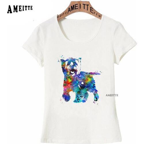 Watercolor Pretty Cairn Terrier T-Shirt Summer Women T-shirt Funny Dog Lover Design Girl Tops White Casual Short Sleeve Tees