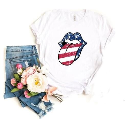 American 4th of July USA Red White and Blue Independence Day Shirt Short Sleeve 100% Cotton Top Tee O Neck Unisex graphic tee