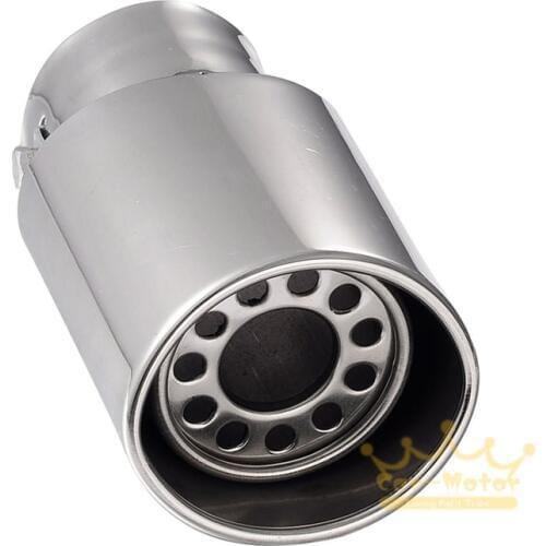 Car Stainless Steel Curved End Exhaust Drop Down Tail Pipe Diesel Trim Muffler Silver Universal (0231)