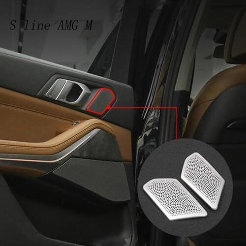 Car styling Audio Speaker Rear Door Loudspeaker Trim Covers Stickers For BMW x5 g05 stainless steel Interior auto Accessories