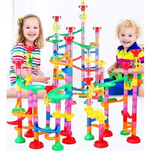 Fidget DIY Track Pipe Building Blocks For Children Ball Circuit Marble Race Run Maze Balls Educational Toys Gift Duploe Blocks