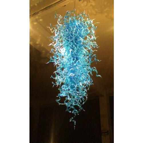 Design Turquoise Art Blown Glass Chandeliers Chihuly with LED Light