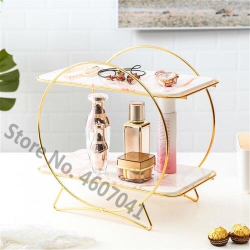 Ceramics Double Layer Storage Rack Desktop Cosmetic Accessories Cake Living Room Bedroom Creative European Style Decoration