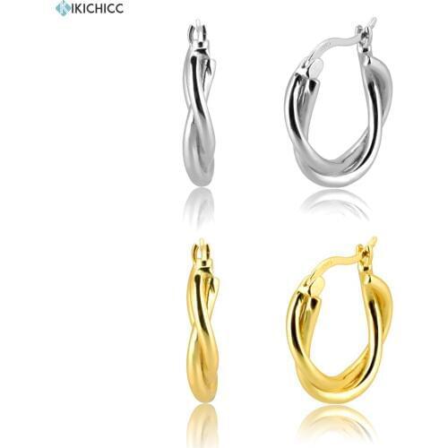 Kikichicc 100% 925 Sterling Silver 20mm Hoops Earring Circle Luxury Plain Twist Luxury Jewelry 2020 Fashion Party Wedding Jewels