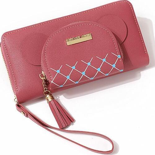 Lady Purse Zipper Women Wallets Wristlet Handbags Tassels Money Coin Purse Card ID Holder Long Woman Wallet Pocket Bags Notecase