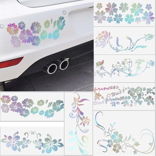 Laser Flower Stickers Reflective Motorcycle Car Door Window Sticker Car Styling Car Body Decorative Random Sent Universal