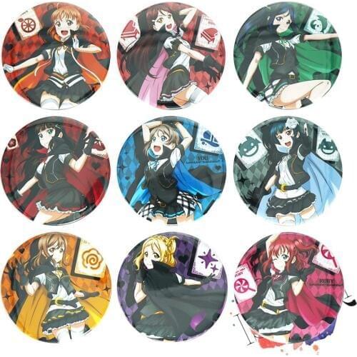 Love Live Sunshine Anime Badge Aqours Halloween Icon Hanamaru Dia Yoshiko Riko Ohara Mari Kanan Metal Badge Brooch Pins