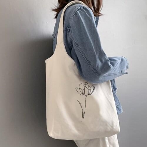 Soft Cotton Tote Bags for Women Canvas Bags Literary Art Flower Shopping Bag Vintage Casual Shoulder Bag Big Capacity Handbag
