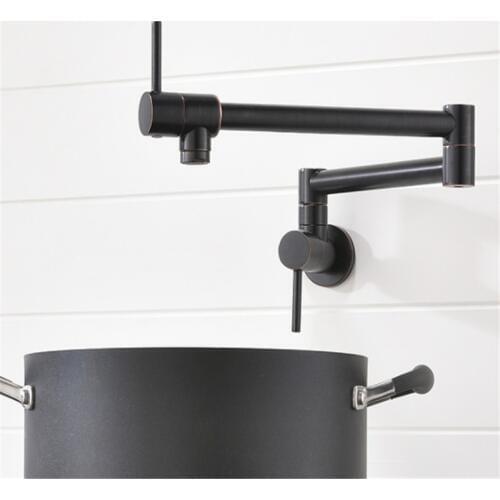 Wall Mounted Brass Foldable Kitchen Faucet Mixer Single Cold Single Hole Sink Basin Tap Rotate Folding Spout Pot Filler Tap