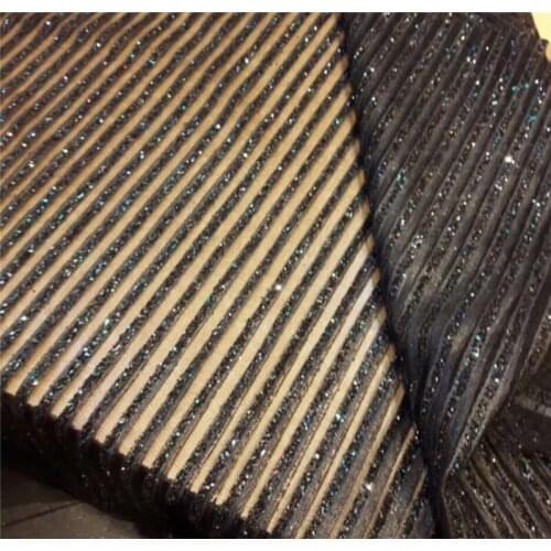 Small strip design glued glitter tulle Lace Fabric with beads BZL-19.01150 glued glitter lace fabric for dance dress